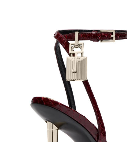 Tom Ford Semi Shiny Printed Python Padlock Pointy Naked Sandal