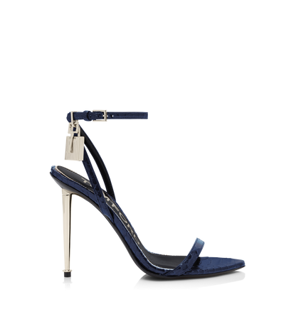 Tom Ford Semi Shiny Printed Python Padlock Pointy Naked Sandal