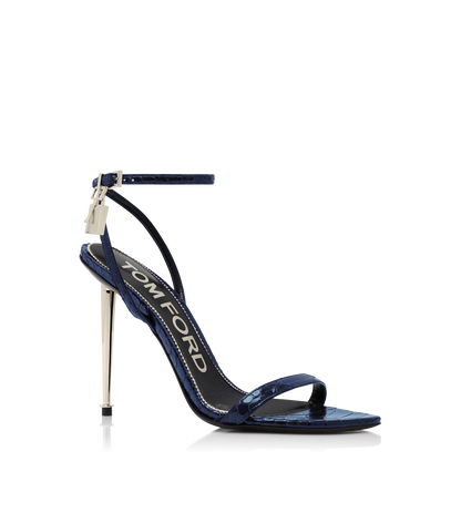 Tom Ford Semi Shiny Printed Python Padlock Pointy Naked Sandal