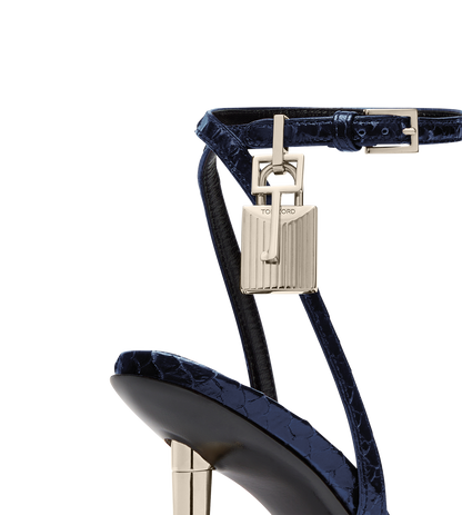 Tom Ford Semi Shiny Printed Python Padlock Pointy Naked Sandal