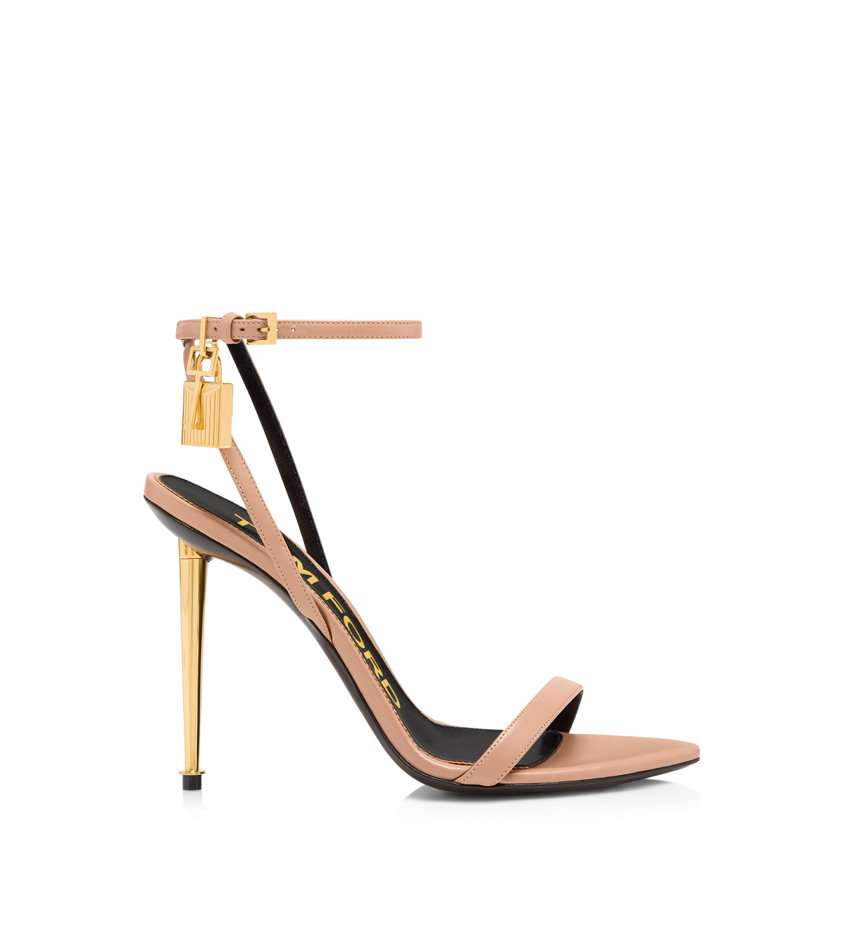 Tom Ford Shiny Leather Padlock Pointy Naked Sandal