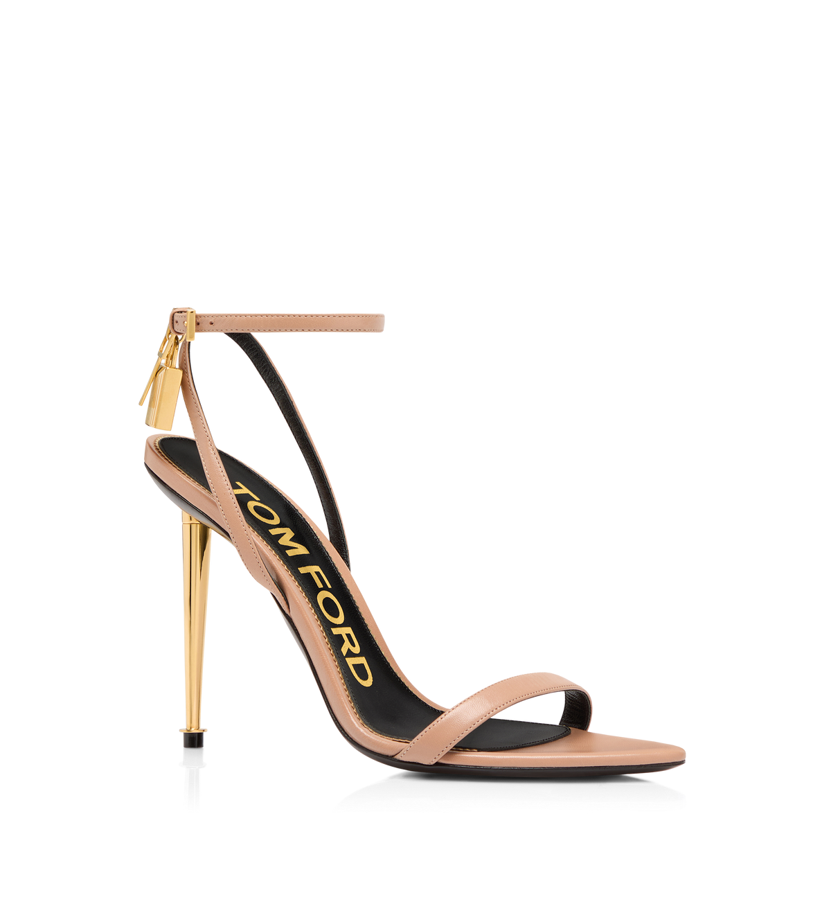 Tom Ford Shiny Leather Padlock Pointy Naked Sandal