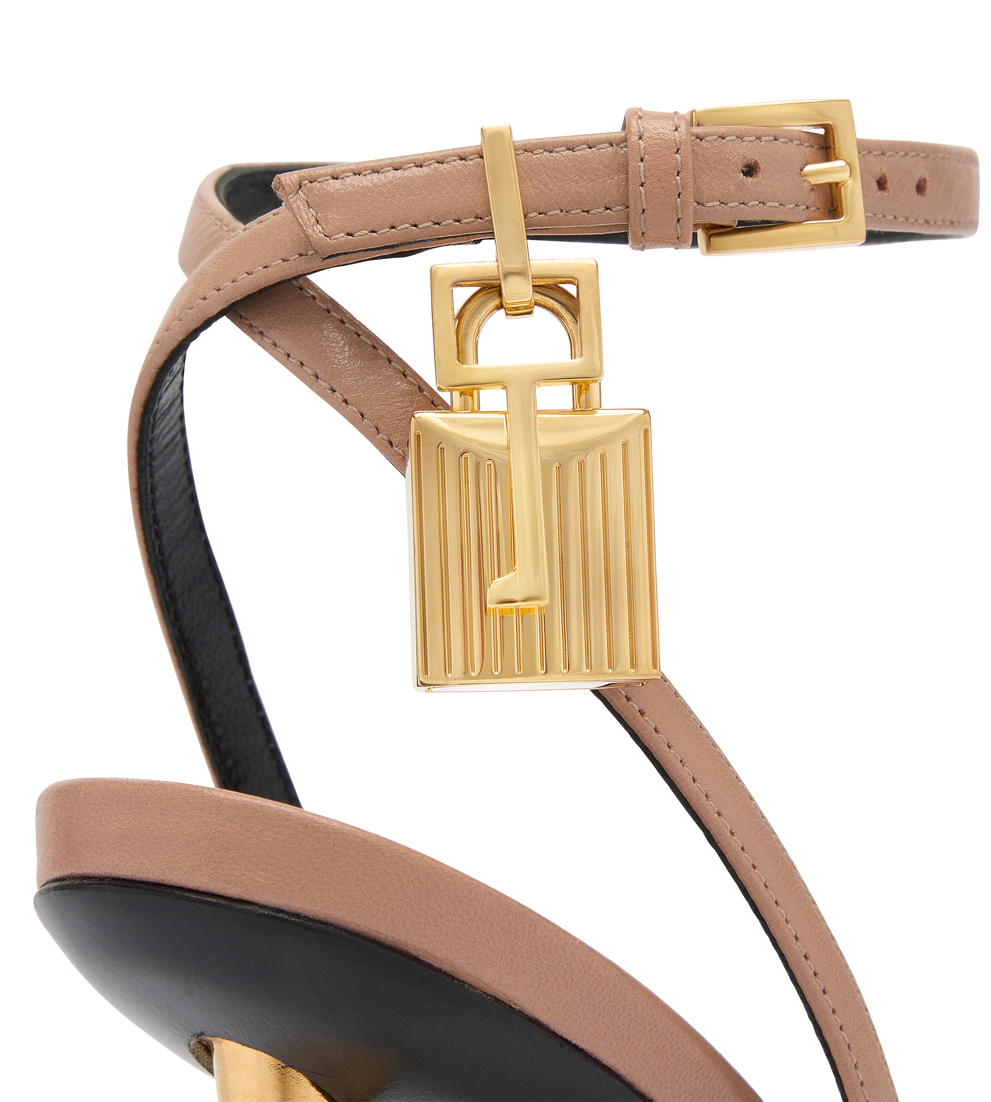 Tom Ford Shiny Leather Padlock Pointy Naked Sandal