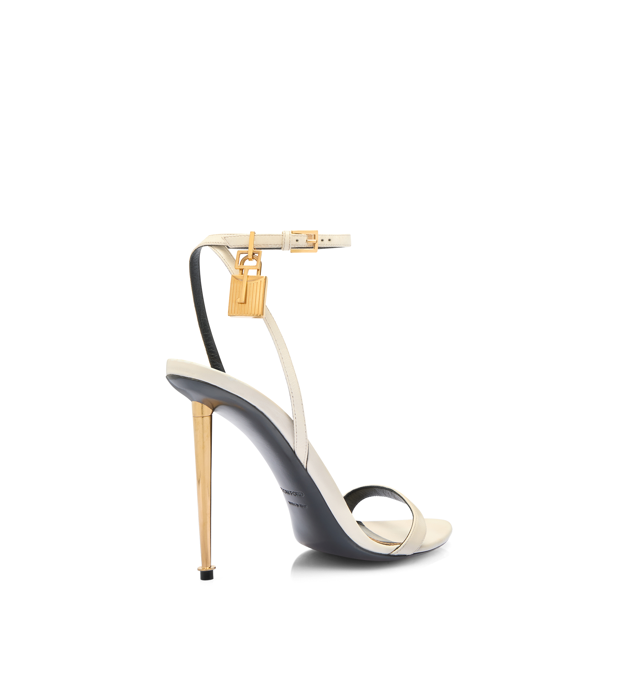 Tom Ford Shiny Leather Padlock Pointy Naked Sandal