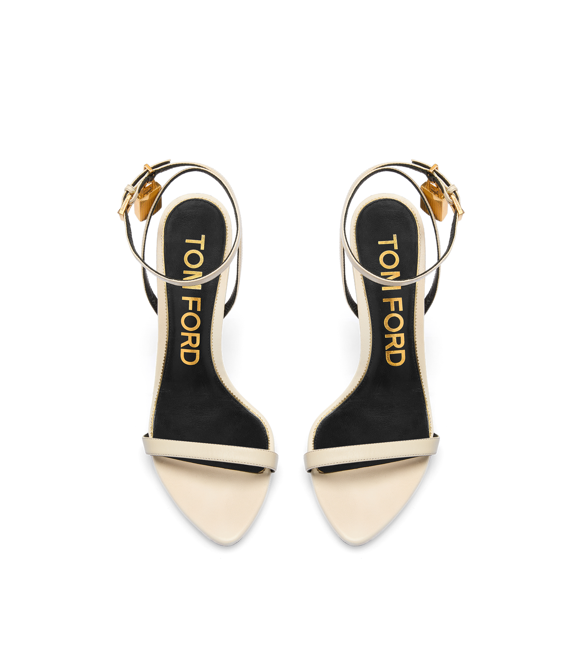 Tom Ford Shiny Leather Padlock Pointy Naked Sandal