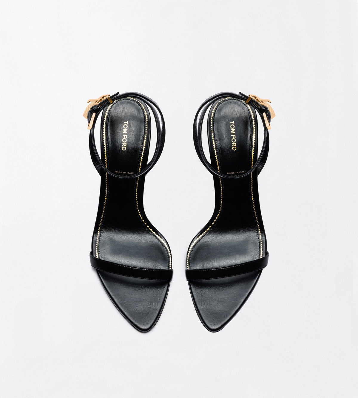 Tom Ford Shiny Leather Padlock Pointy Naked Sandal