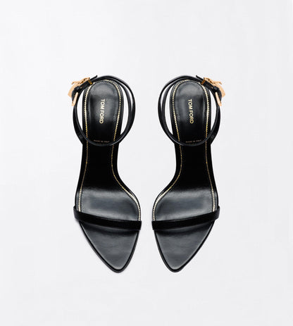 Tom Ford Shiny Leather Padlock Pointy Naked Sandal