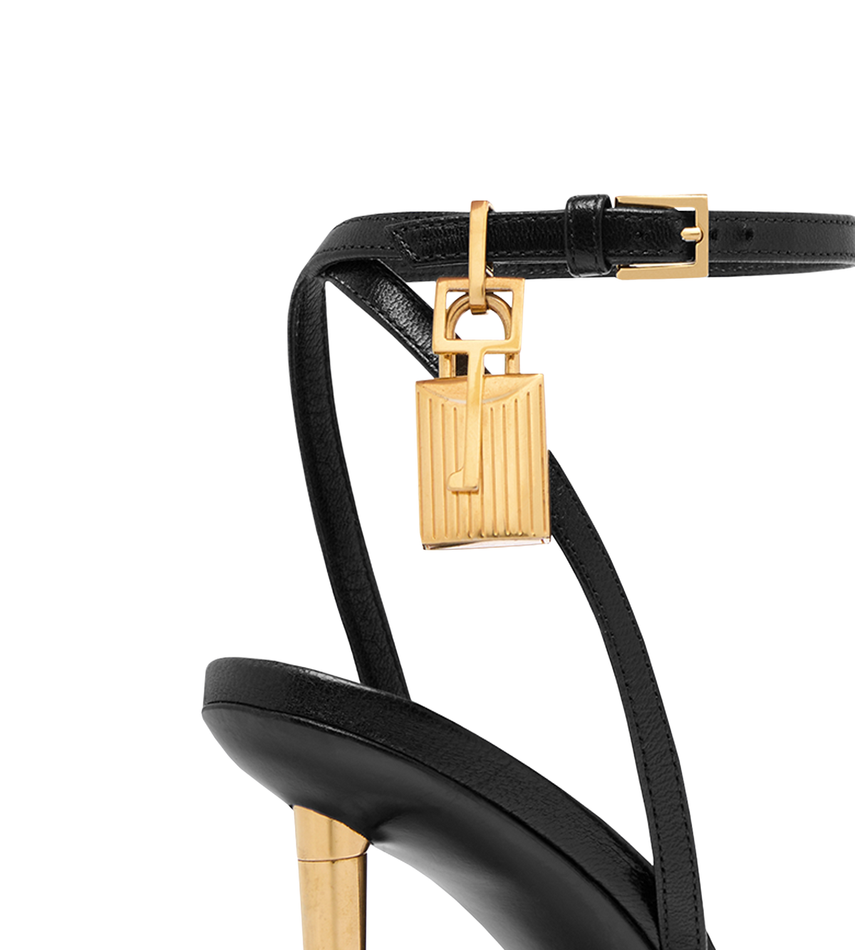 Tom Ford Shiny Leather Padlock Pointy Naked Sandal