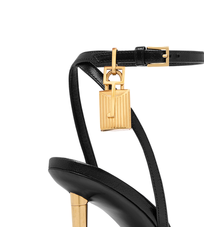 Tom Ford Shiny Leather Padlock Pointy Naked Sandal