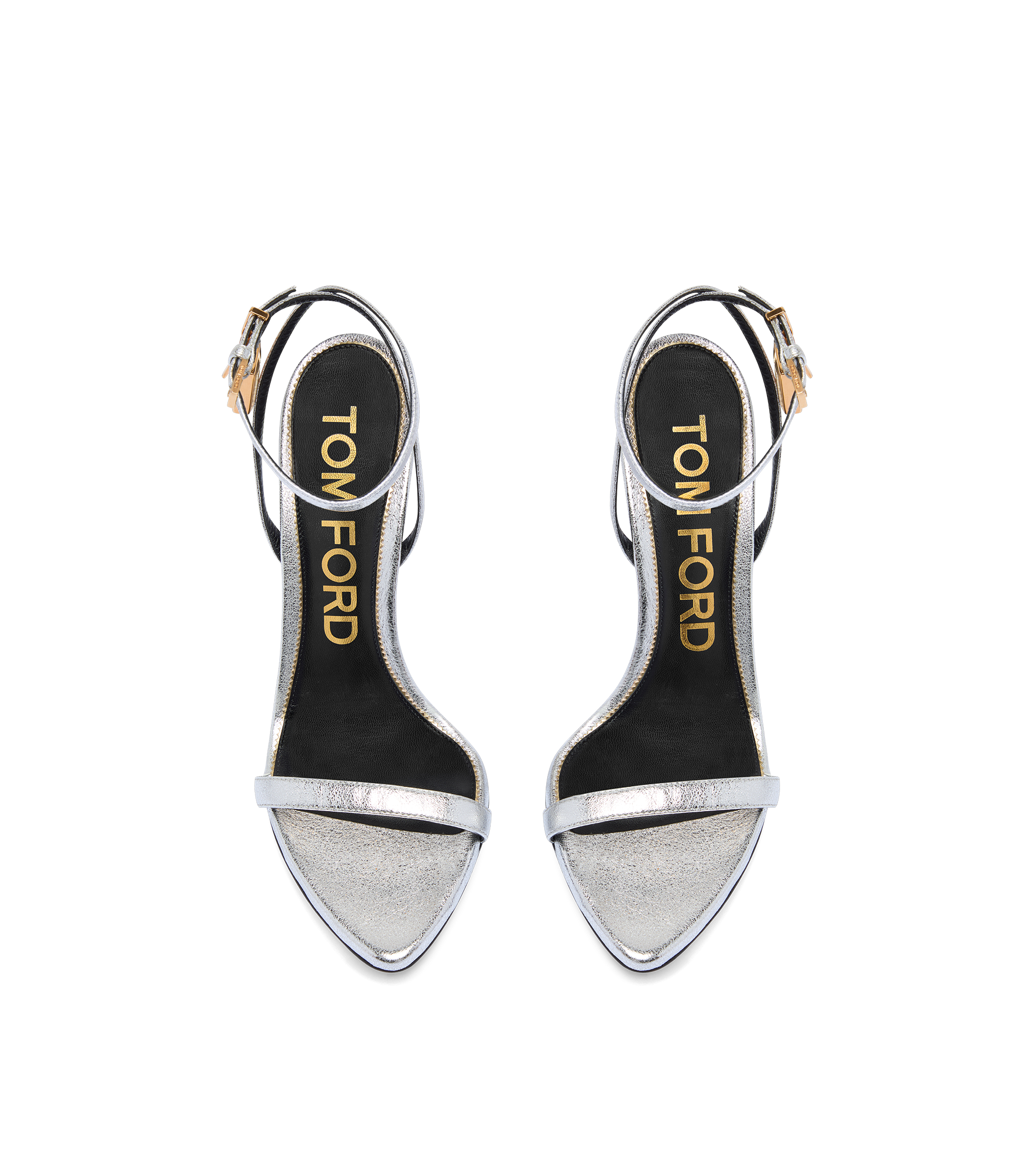 Tom Ford Laminated Nappa Leather Padlock Pointy Naked Sandal