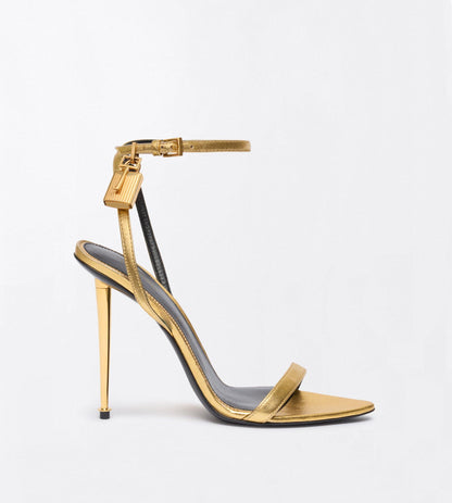 Tom Ford Laminated Nappa Leather Padlock Pointy Naked Sandal