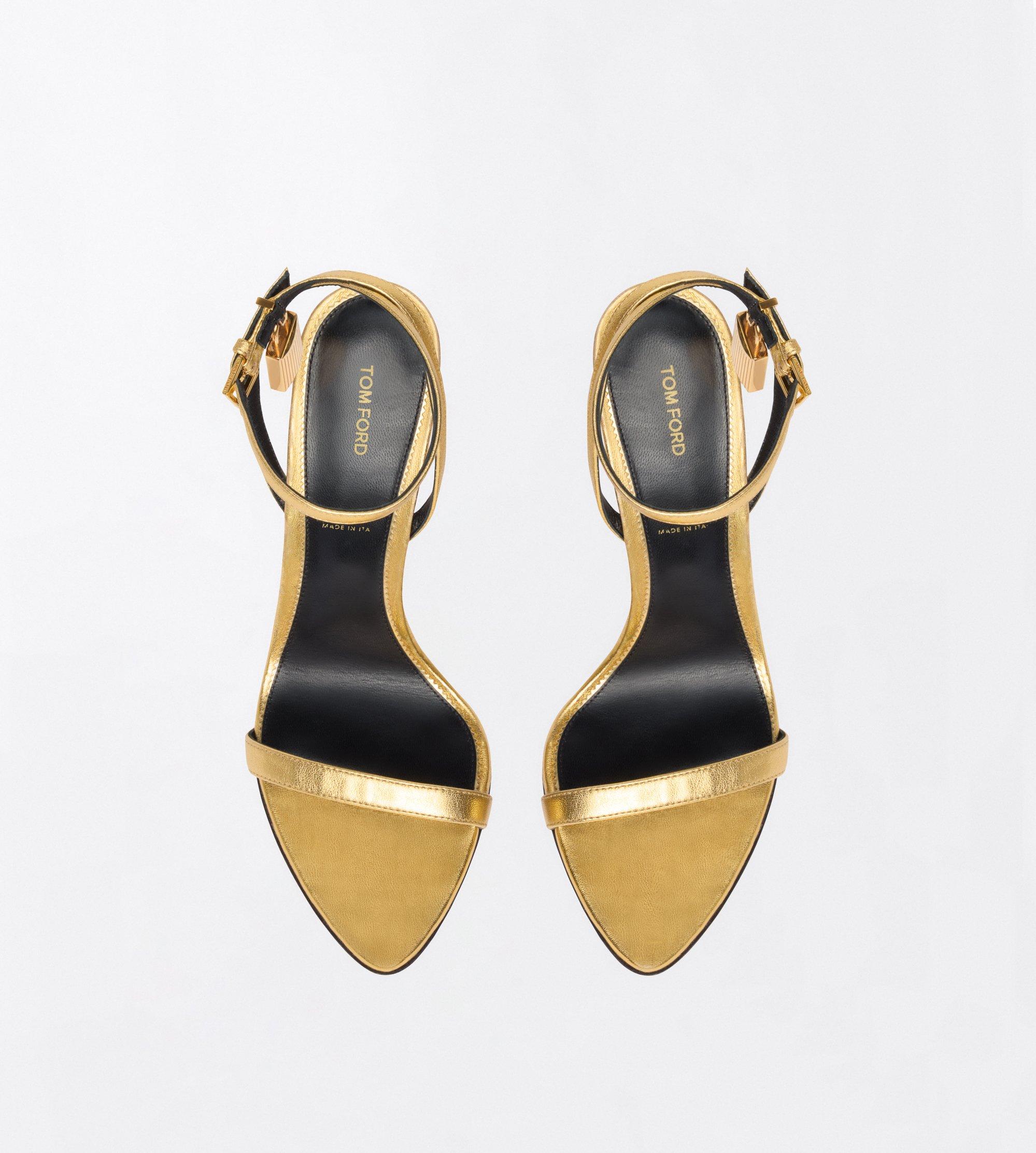 Tom Ford Laminated Nappa Leather Padlock Pointy Naked Sandal
