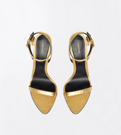 Tom Ford Laminated Nappa Leather Padlock Pointy Naked Sandal