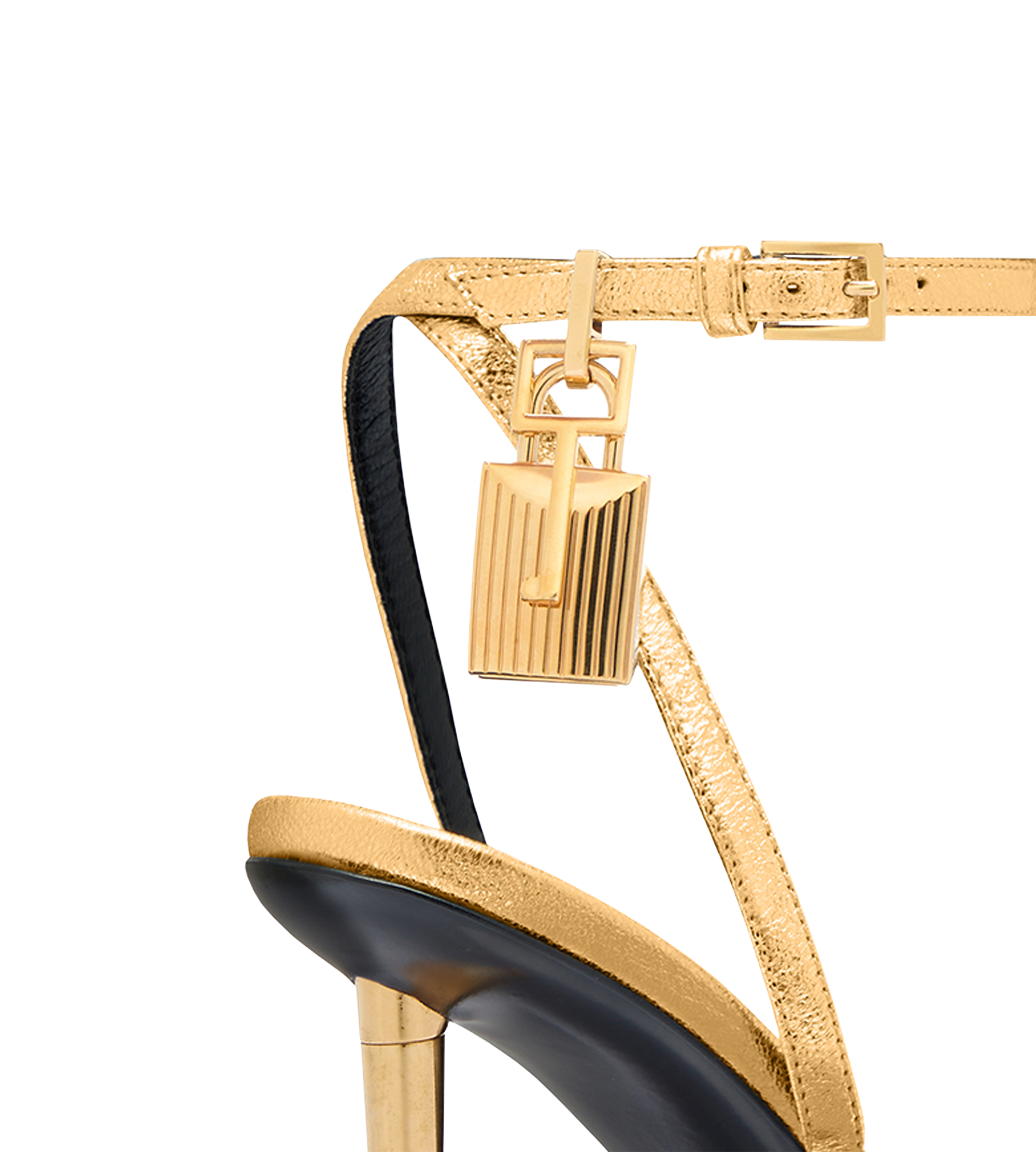 Tom Ford Laminated Nappa Leather Padlock Pointy Naked Sandal