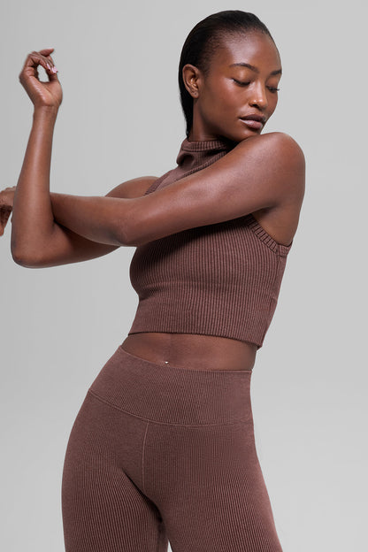 Alo Yoga Women'S Seamless Two Tone Rib Hooded Vest