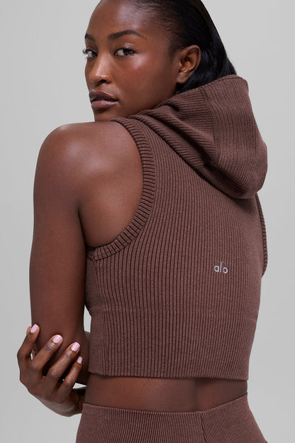 Alo Yoga Women'S Seamless Two Tone Rib Hooded Vest