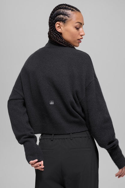 Alo Yoga Women'S Wool Cashmere Cropped New Class Turtleneck Sweater