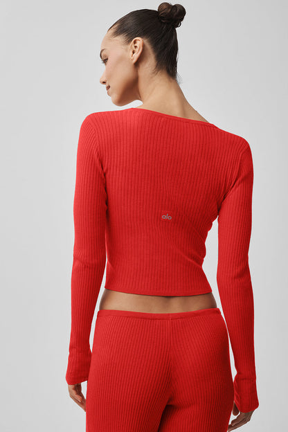 Alo Yoga Women'S Sweater Knit Unwind Long Sleeve
