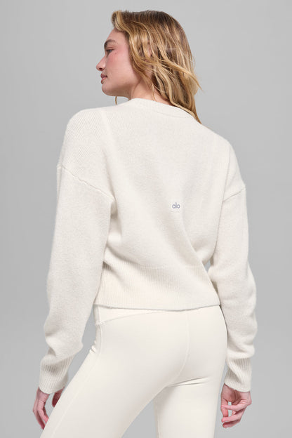 Alo Yoga Women'S Wool Cashmere Cropped New Class Crewneck Sweater