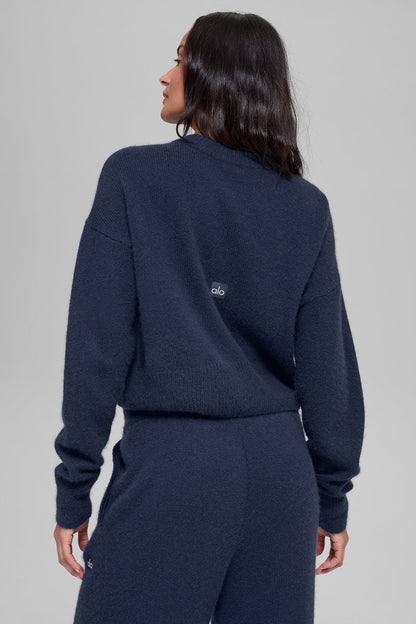 Alo Yoga Women'S Wool Cashmere Cropped New Class Crewneck Sweater