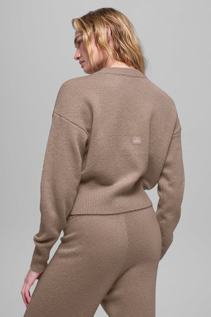 Alo Yoga Women'S Wool Cashmere Cropped New Class Crewneck Sweater