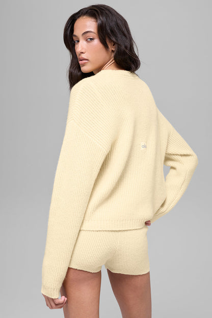 Alo Yoga Women'S Wool Cashmere Ribbed Noble Crewneck Sweater