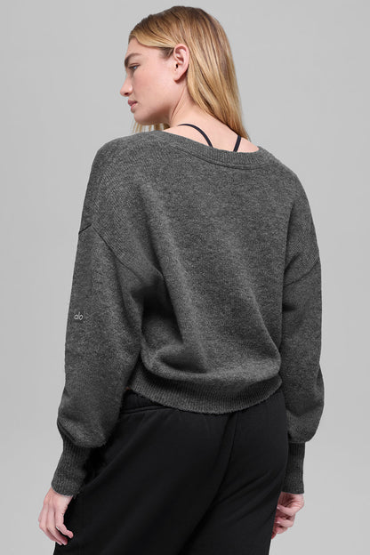 Alo Yoga Women'S Wool Cashmere Cropped New Class V-Neck Sweater