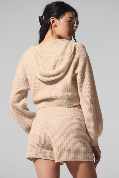 Alo Yoga Women'S Cashmere Plush Waffle Full Zip Hoodie