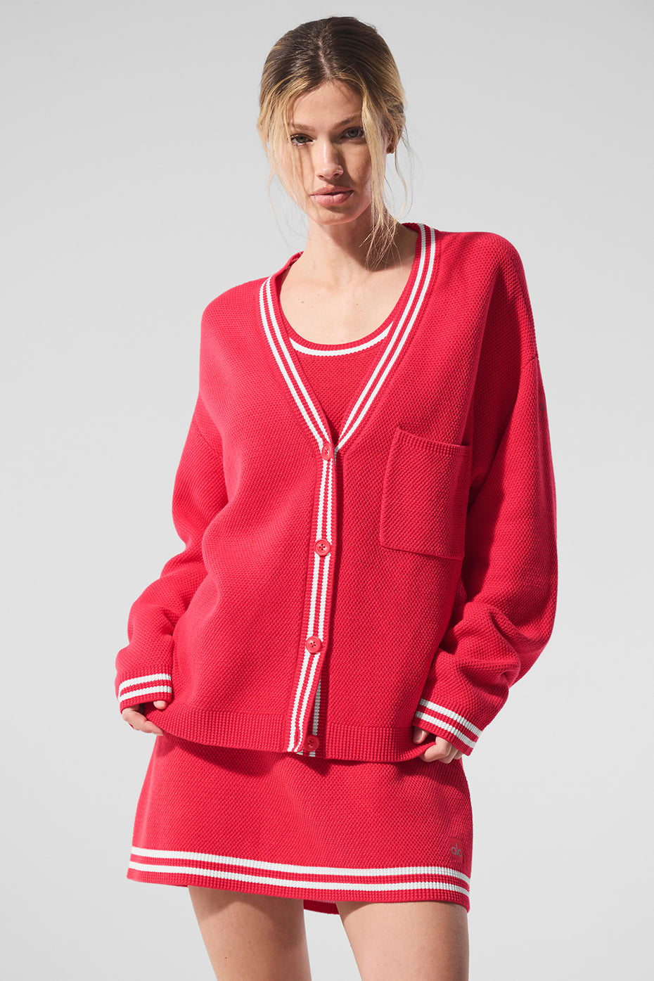 Alo Yoga Women'S Tennis Club Sweater Knit Cardigan