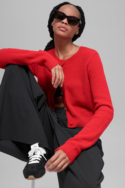 Alo Yoga Women'S Snuggle Up Sweater Cropped Cardigan