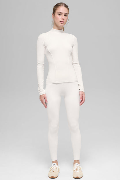 Alo Yoga Women'S Ribbed Mesmerize Mock Neck Long Sleeve