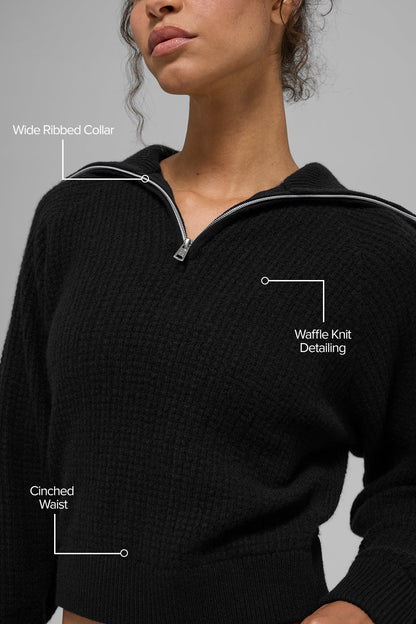 Alo Yoga Women'S Cashmere Plush Waffle 1/4 Zip Pullover