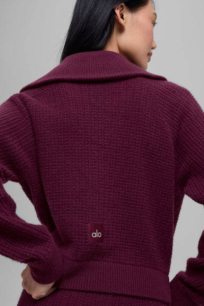 Alo Yoga Women'S Cashmere Plush Waffle 1/4 Zip Pullover