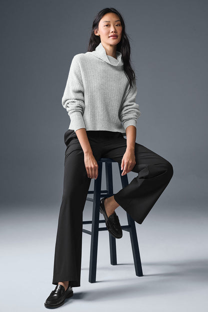 Alo Yoga Women'S Cashmere Plush Waffle Turtleneck Pullover