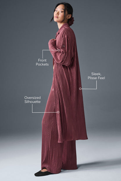 Alo Yoga Micro Plisse Shirt Dress