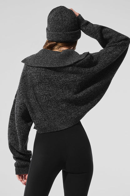 Alo Yoga Women'S Marl Sweater 1/4 Zip Pullover