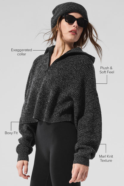 Alo Yoga Women'S Marl Sweater 1/4 Zip Pullover
