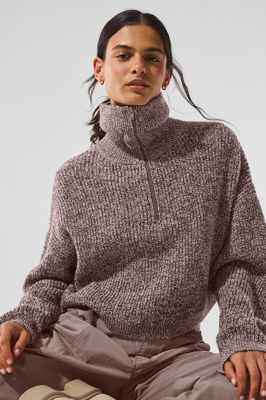 Alo Yoga Marl Sweater 1/4 Zip Pullover