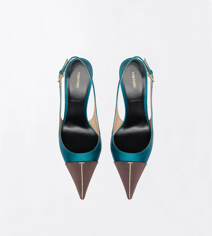 Tom Ford Satin and Crystal Stones Thea Slingback