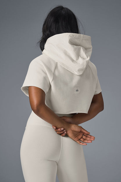 Alo Yoga Women'S Cropped In The Air Short Sleeve Hoodie