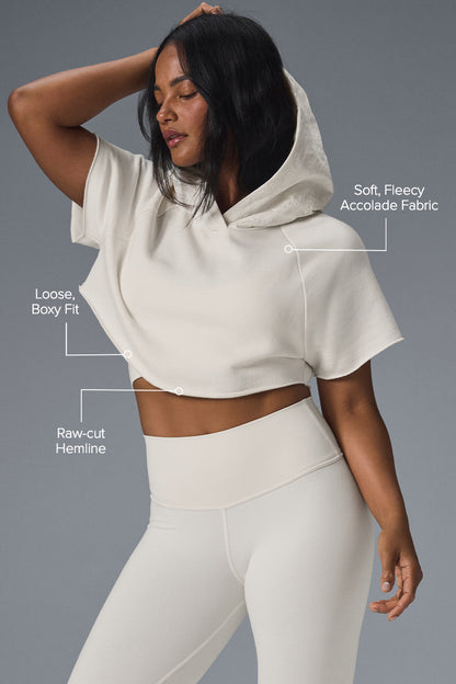 Alo Yoga Women'S Cropped In The Air Short Sleeve Hoodie