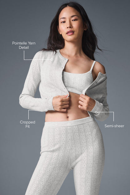 Alo Yoga Women'S Pointelle Sweater Be Mine Cardigan