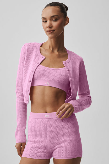 Alo Yoga Women'S Pointelle Sweater Be Mine Cardigan