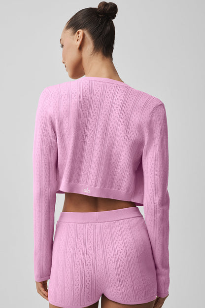 Alo Yoga Women'S Pointelle Sweater Be Mine Cardigan