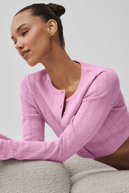 Alo Yoga Women'S Pointelle Sweater Be Mine Cardigan