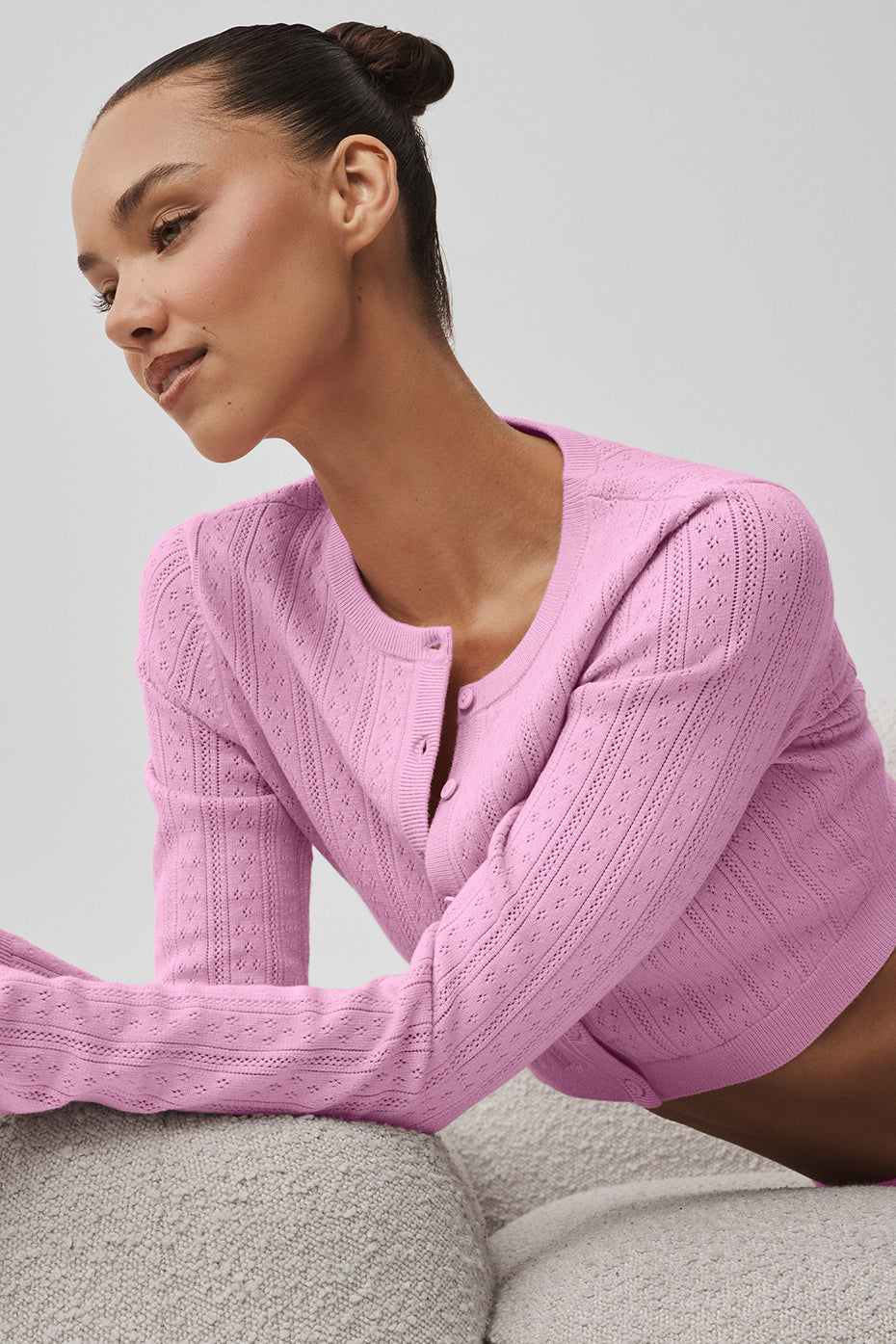 Alo Yoga Women'S Pointelle Sweater Be Mine Cardigan