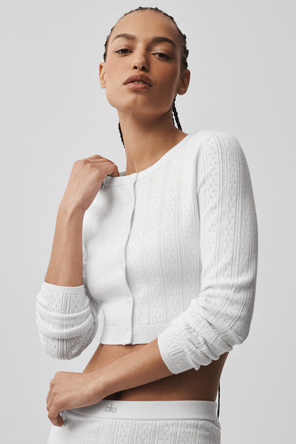 Alo Yoga Women'S Pointelle Sweater Be Mine Cardigan
