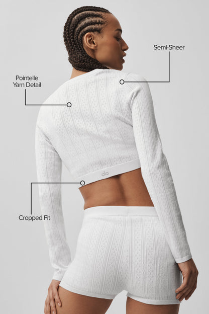 Alo Yoga Women'S Pointelle Sweater Be Mine Cardigan