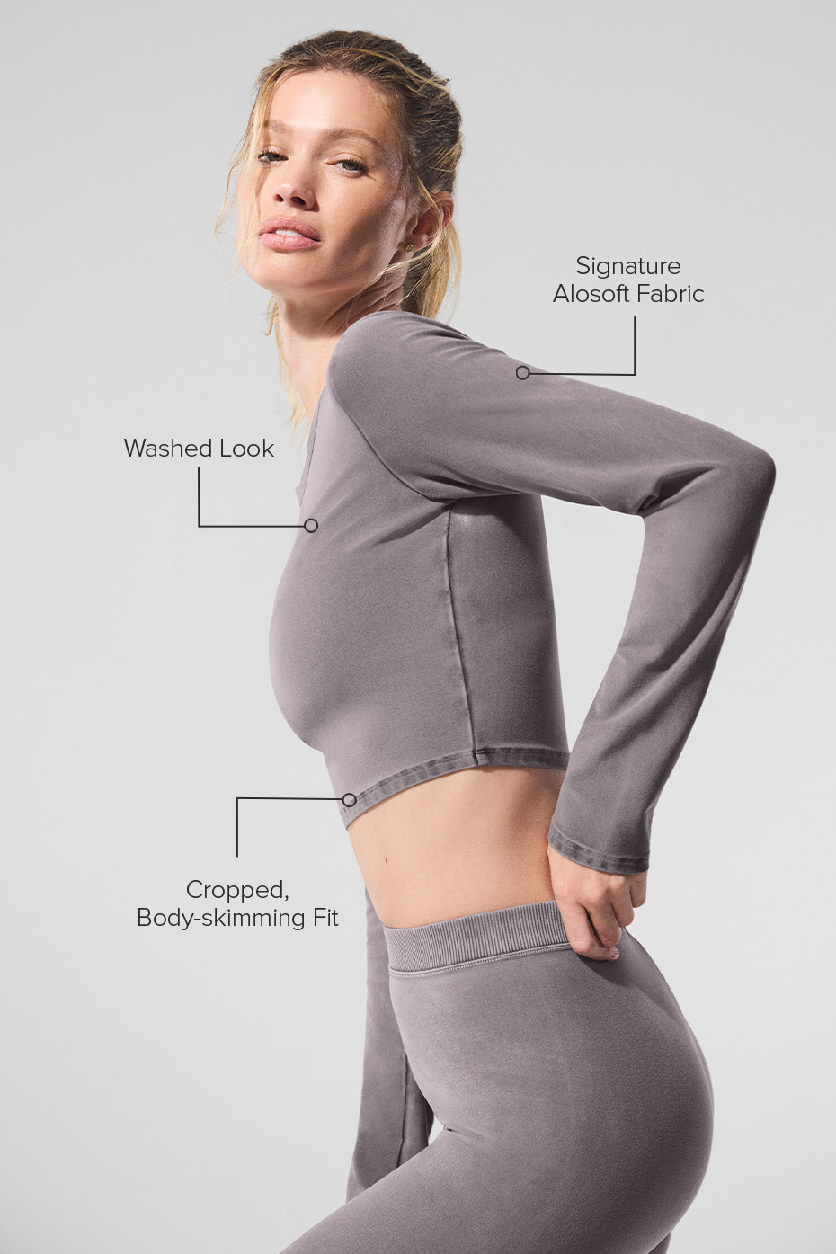 Alo Yoga Women'S Alosoft Crop Finesse Long Sleeve