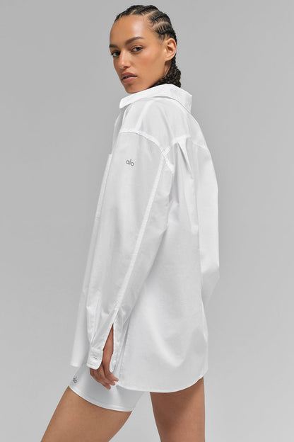 Alo Yoga Women'S Cotton Real Deal Button Up Long Sleeve
